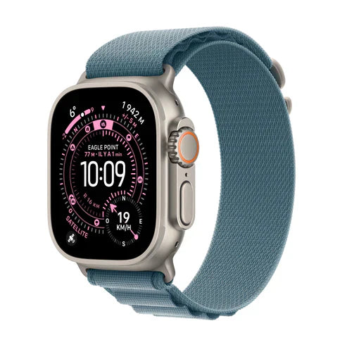 IR - Apple Watch Ultra 3 GPS + Cellular 49mm Natural Titanium Case with Light Blue Alpine Loop - Large